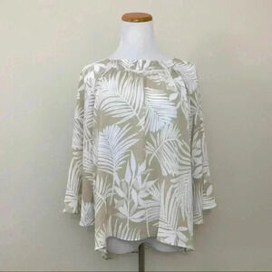 Dana Buchman flowy tan leaf patterned chiffon top